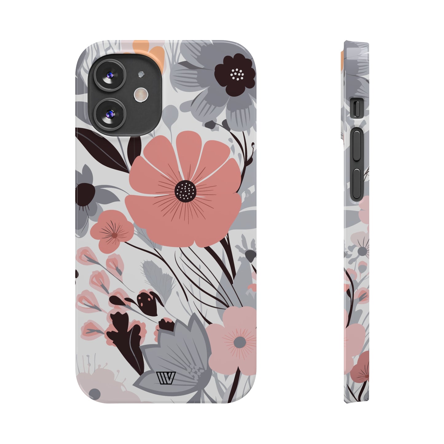 GRAY PASTEL FLOWERS | Slim iPhone Case - Trovvve