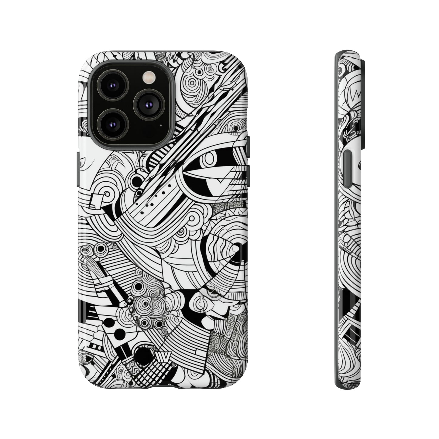 B&W ABSTRACT DOODLE | Tough Phone Case - Trovvve