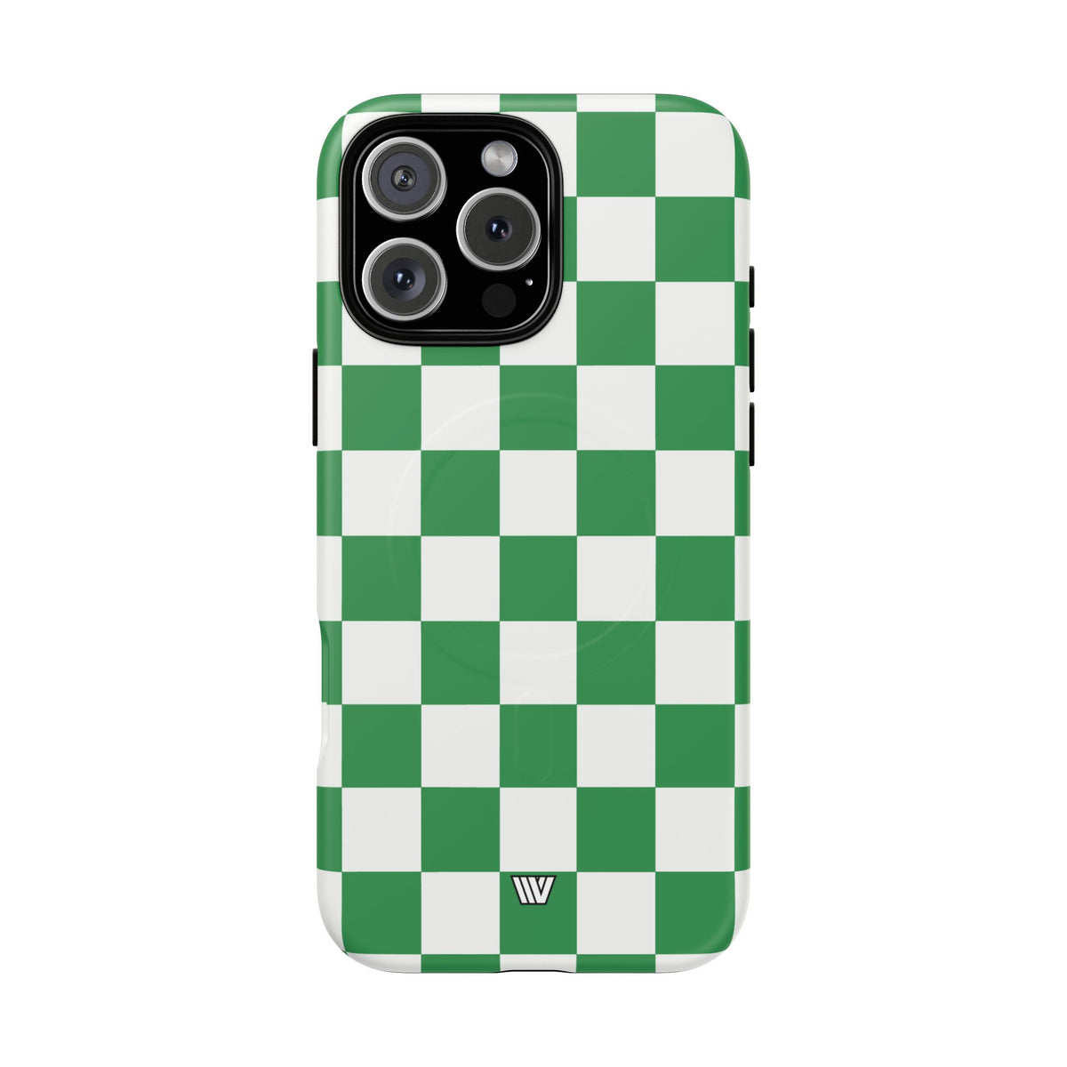 Green White Checkerboard MagSafe Tough iPhone Case – iPhone 16 Pro Max, Matte
