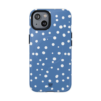 Dusty Blue Dots MagSafe Tough iPhone Case – iPhone 14, Glossy