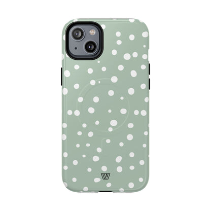 Pastel Green Dots MagSafe Tough iPhone Case – iPhone 14 Plus, Glossy