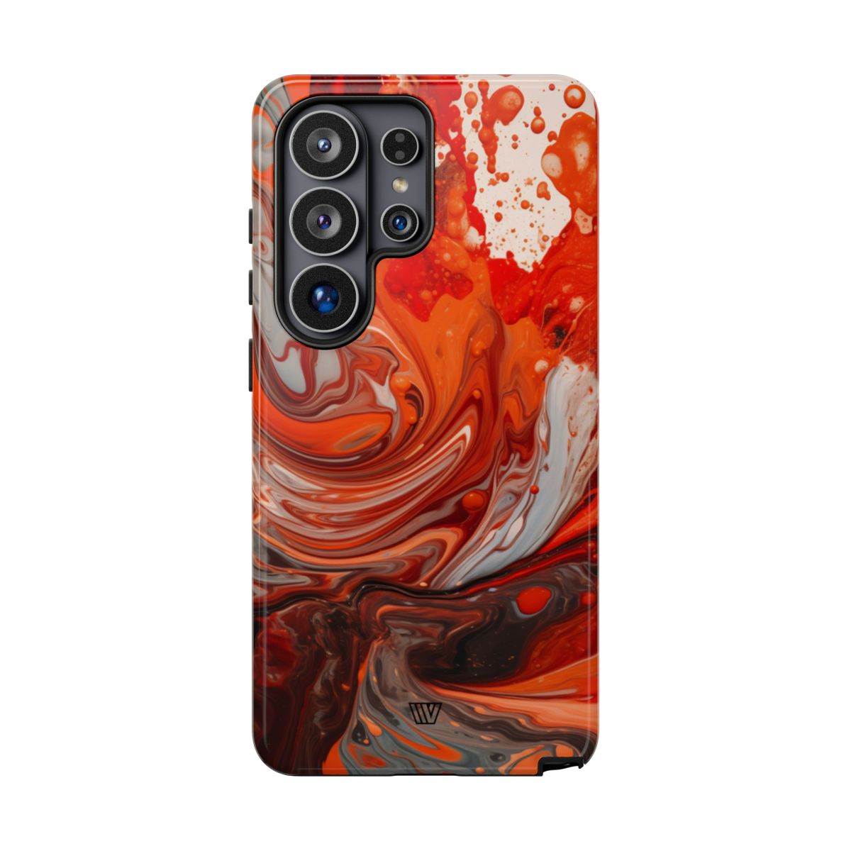 White Fire Paint Swirl Tough Phone Case – Samsung Galaxy S26 Ultra, Glossy