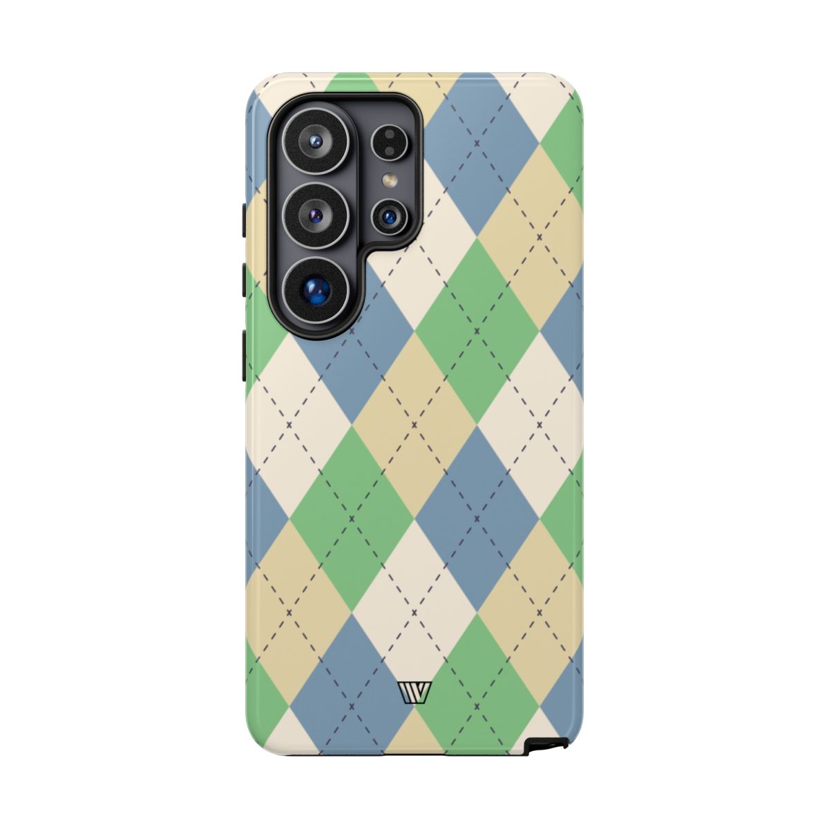Green Blue Beige Argyle Tough Phone Case – Samsung Galaxy S26 Ultra, Glossy