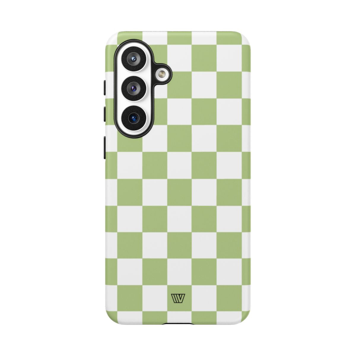 Pale Olive White Checkerboard Tough Phone Case – Samsung Galaxy S26 Plus, Matte