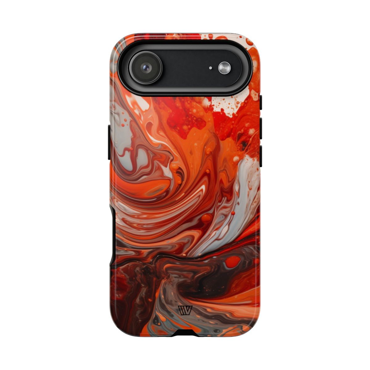 White Fire Paint Swirl Tough Phone Case – iPhone 17 Air, Glossy