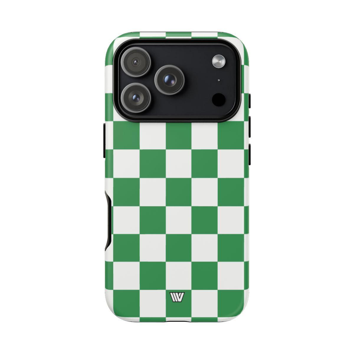 Green White Checkerboard Tough Phone Case – iPhone 18 Pro, Matte