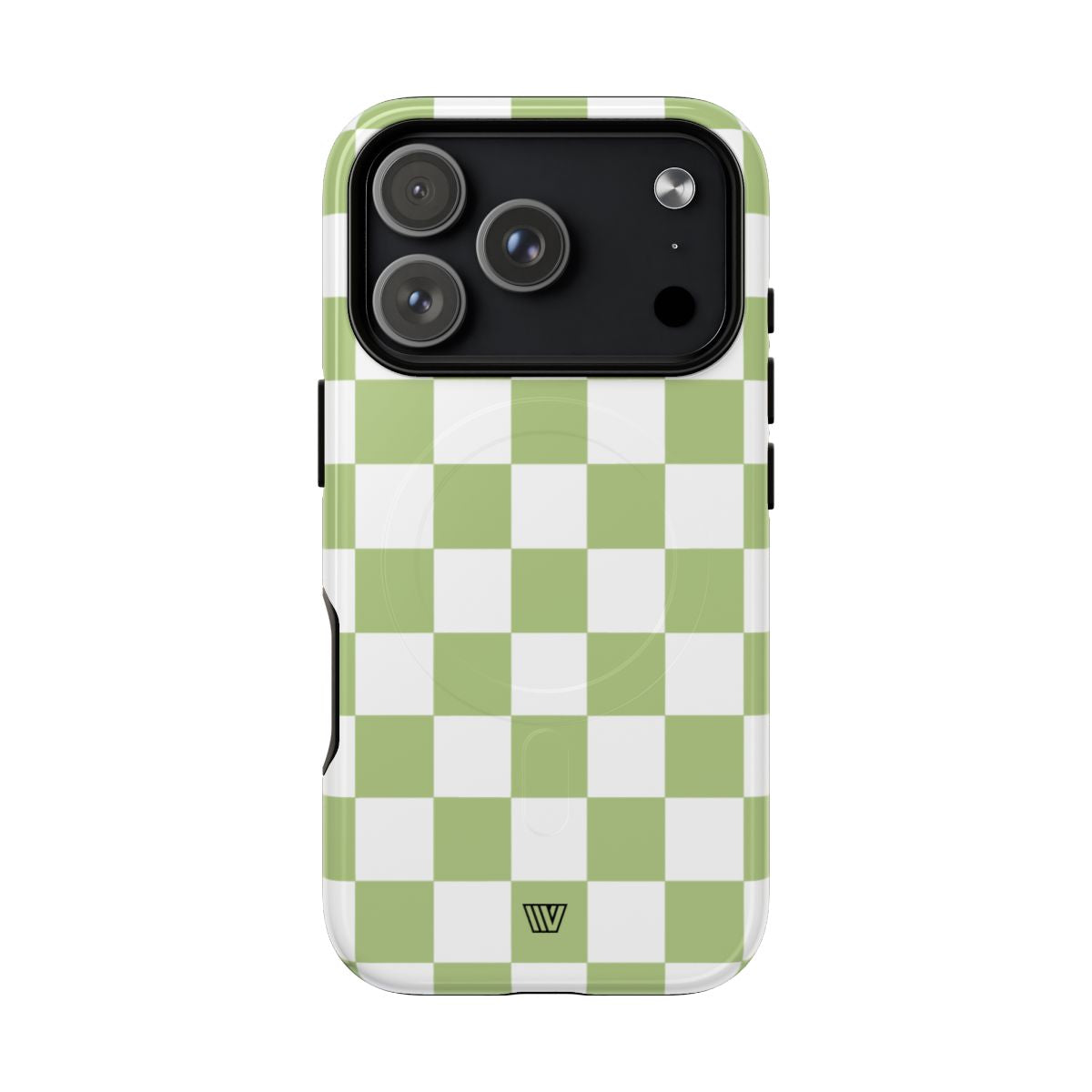 PALE OLIVE WHITE CHECKERBOARD | MagSafe Tough iPhone Case