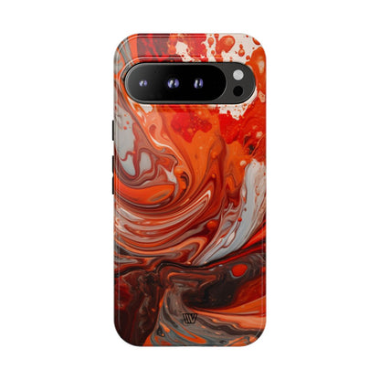 White Fire Paint Swirl Tough Phone Case – Google Pixel 9 Pro XL, Glossy