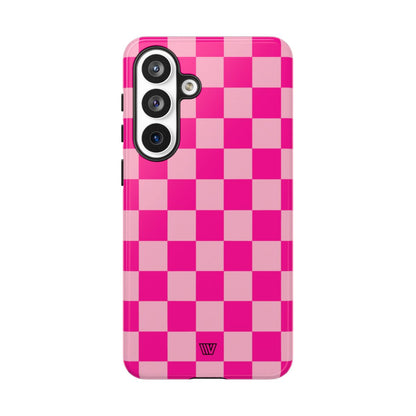 Hot Pink Checkerboard Tough Phone Case – Samsung Galaxy S26 Plus, Glossy