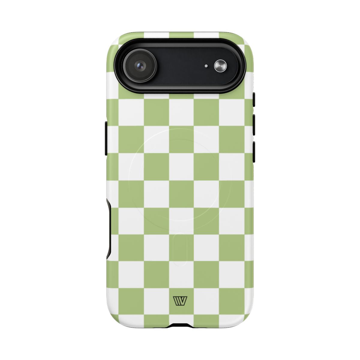 PALE OLIVE WHITE CHECKERBOARD | MagSafe Tough iPhone Case