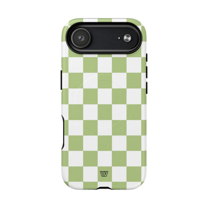 PALE OLIVE WHITE CHECKERBOARD | MagSafe Tough iPhone Case