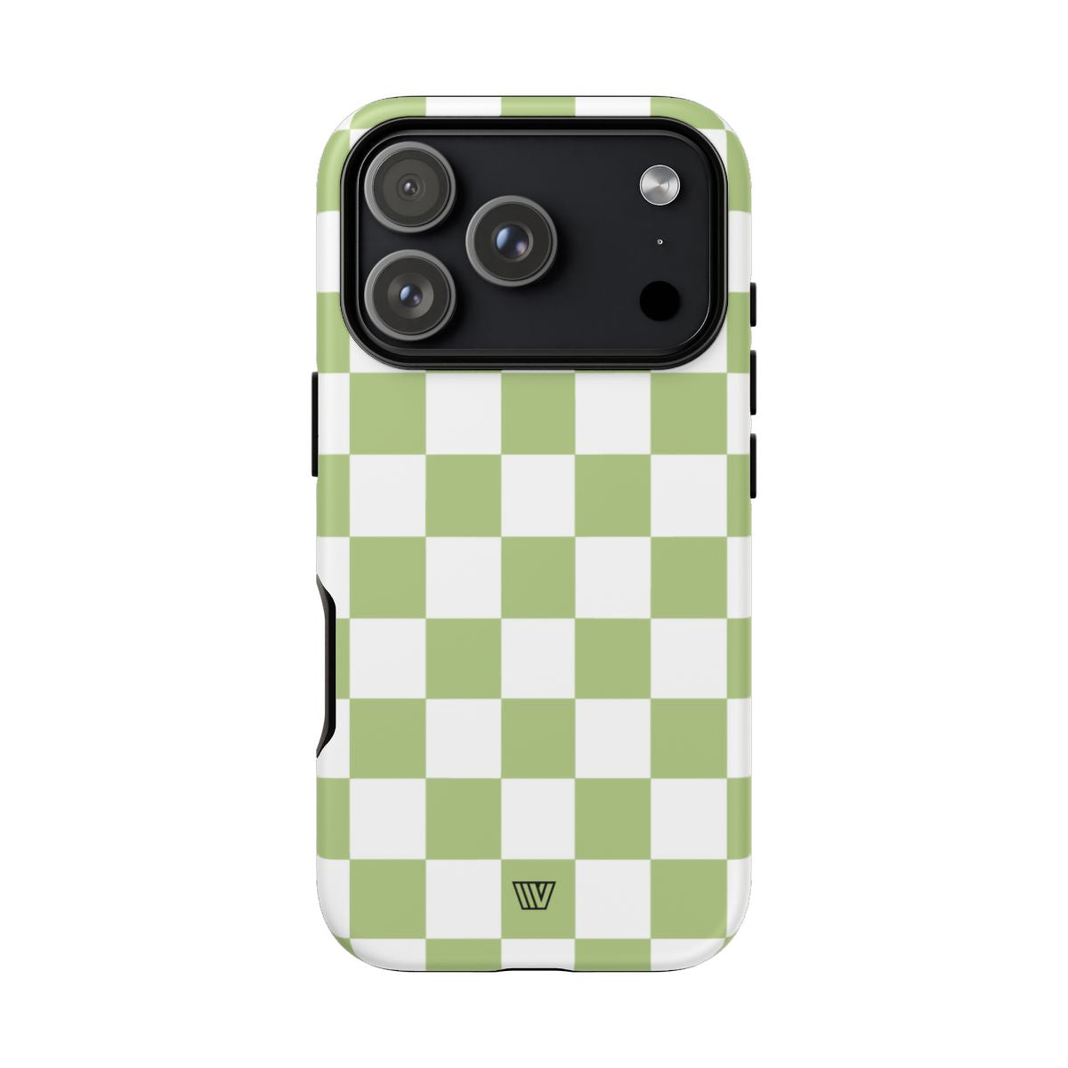 Pale Olive White Checkerboard Tough Phone Case – iPhone 18 Pro, Matte