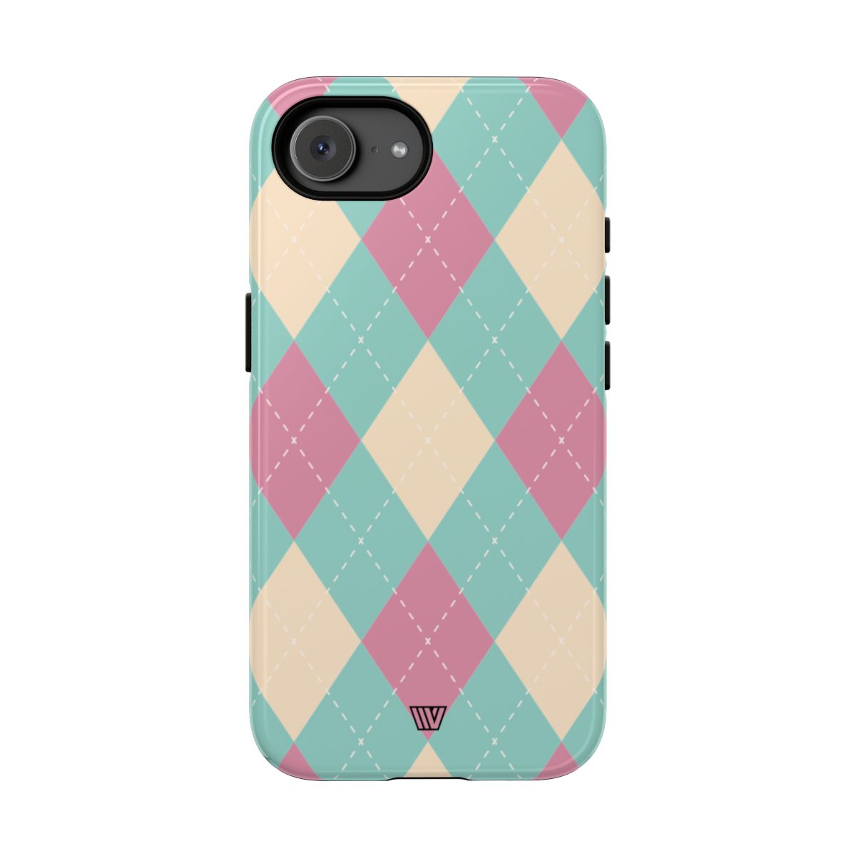 Blue Pink Beige Argyle Tough Phone Case – iPhone 16e, Glossy