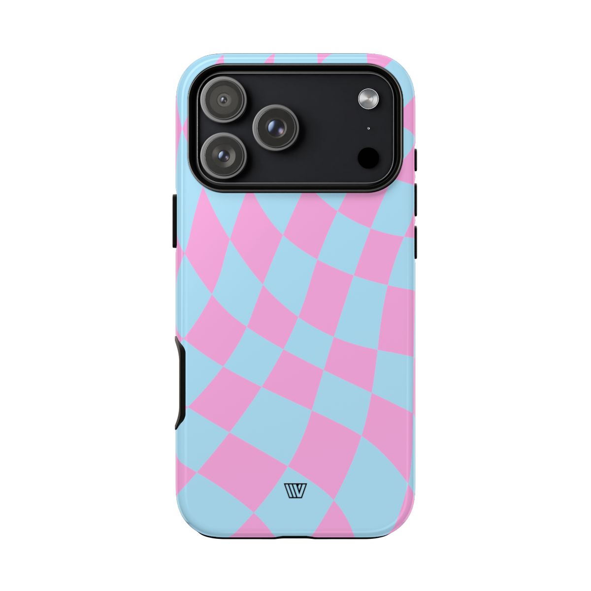 Blue Pink Curvy Checkerboard Tough Phone Case – iPhone 18 Pro Max, Glossy
