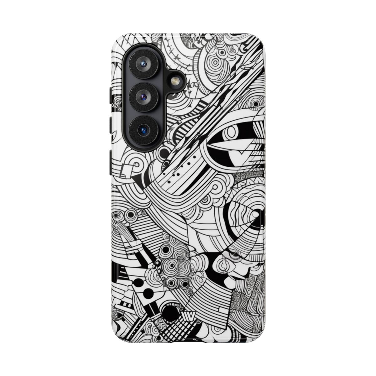 B&W Abstract Doodle Tough Phone Case – Samsung Galaxy S26, Glossy