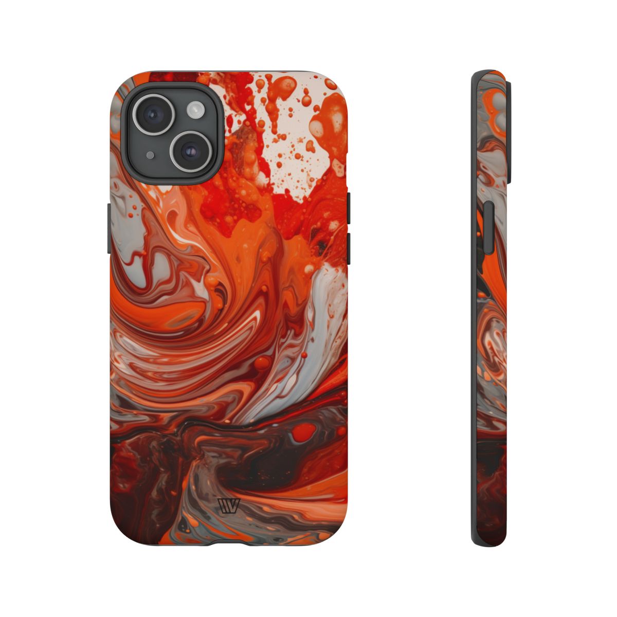 White Fire Paint Swirl Tough Phone Case – iPhone 15 Plus, Matte