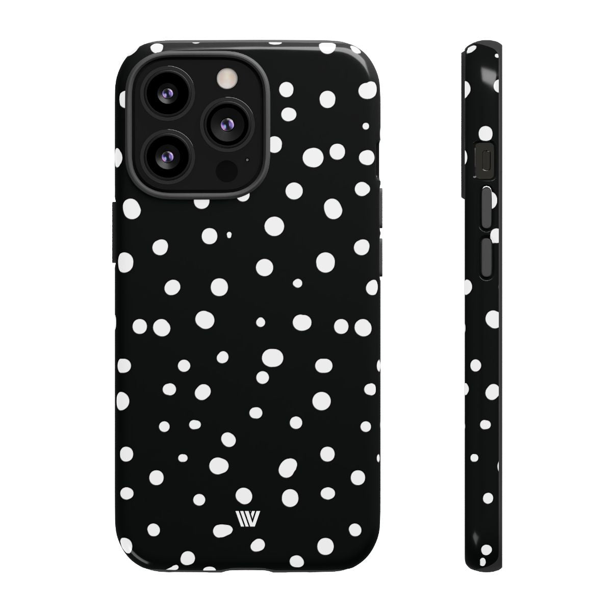 Black and White Dots Tough Phone Case – iPhone 13 Pro, Glossy