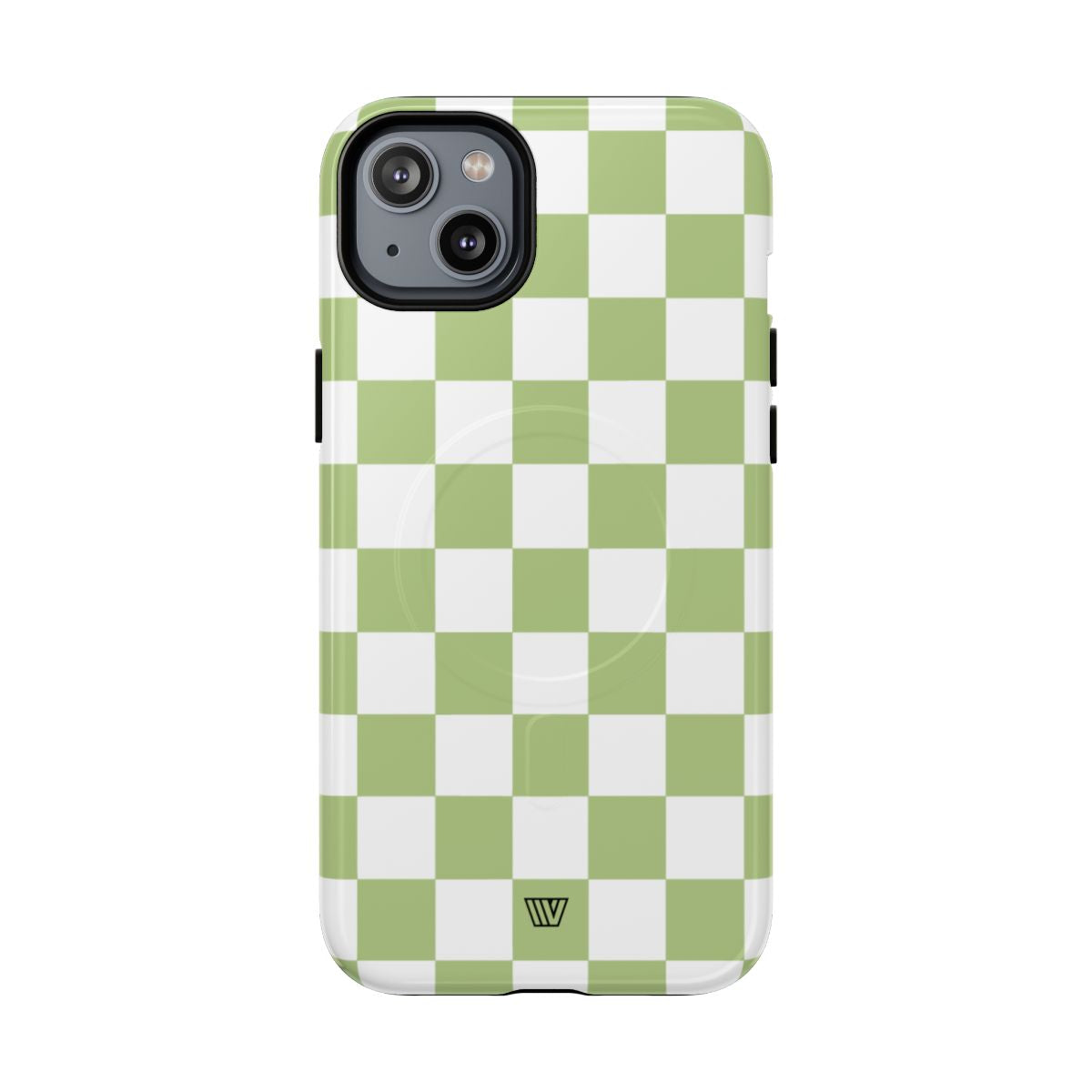 PALE OLIVE WHITE CHECKERBOARD | MagSafe Tough iPhone Case