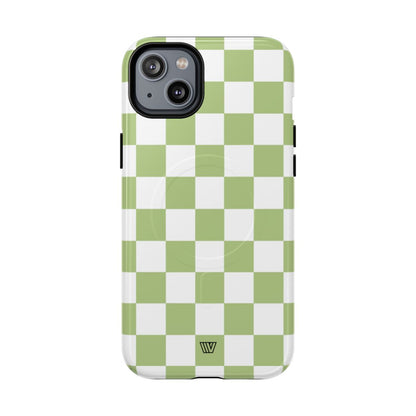 PALE OLIVE WHITE CHECKERBOARD | MagSafe Tough iPhone Case
