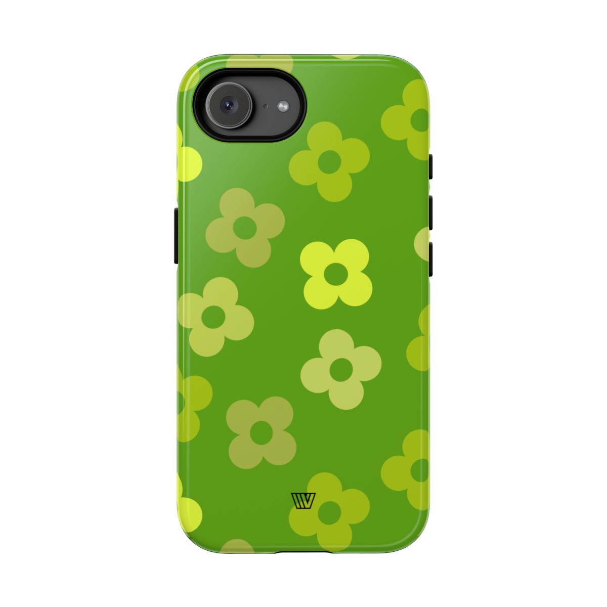 Green Retro Flowers Tough Phone Case – iPhone 16e, Glossy