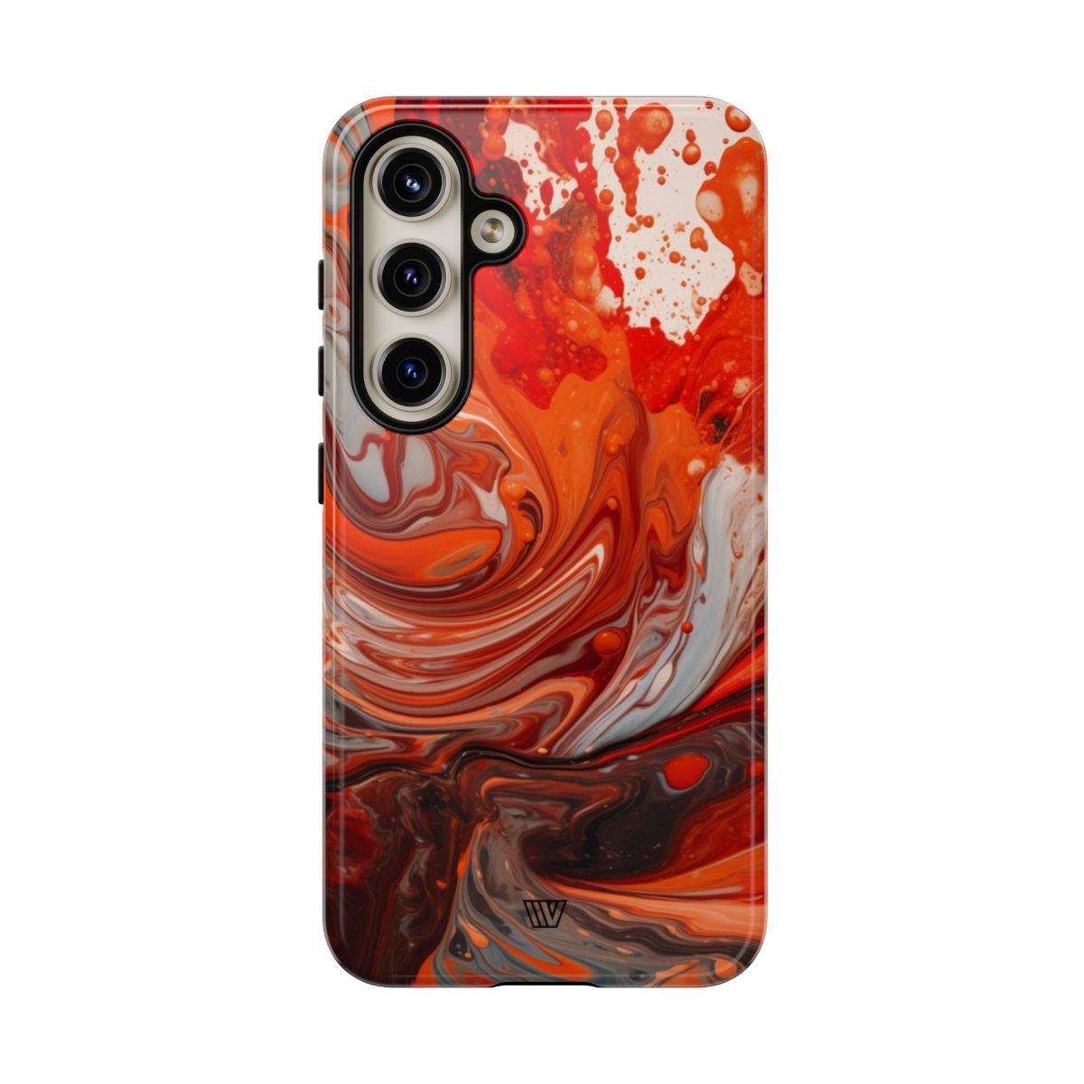 White Fire Paint Swirl Tough Phone Case – Samsung Galaxy S24, Glossy