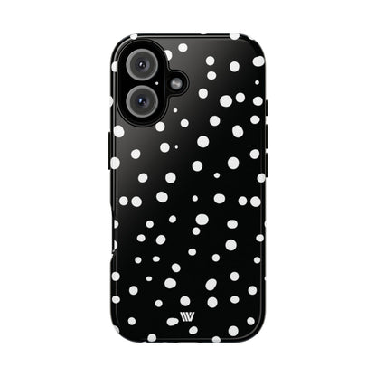 Black and White Dots Tough Phone Case – iPhone 16, Glossy