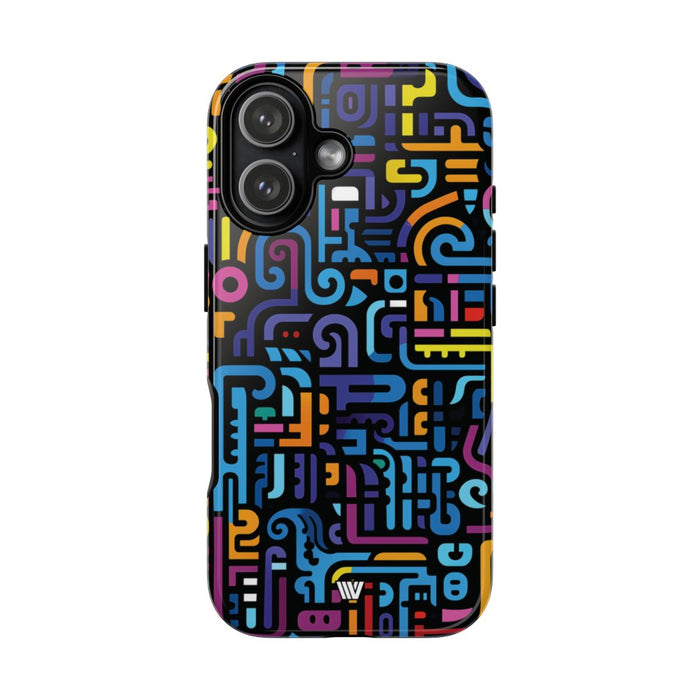 Neon Glyphs Tough Phone Case – iPhone 17, Glossy