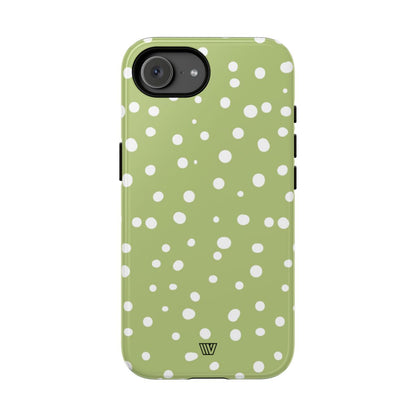 Pale Olive Dots Tough Phone Case – iPhone 16e, Glossy