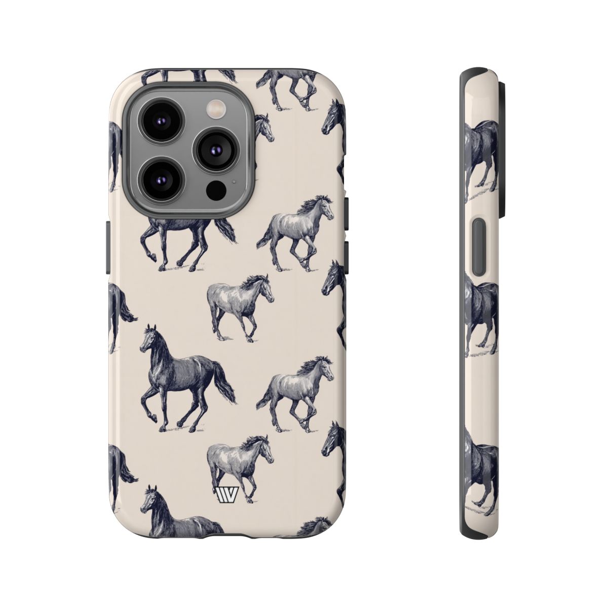 Horse Sketches Tough Phone Case – iPhone 14 Pro, Glossy