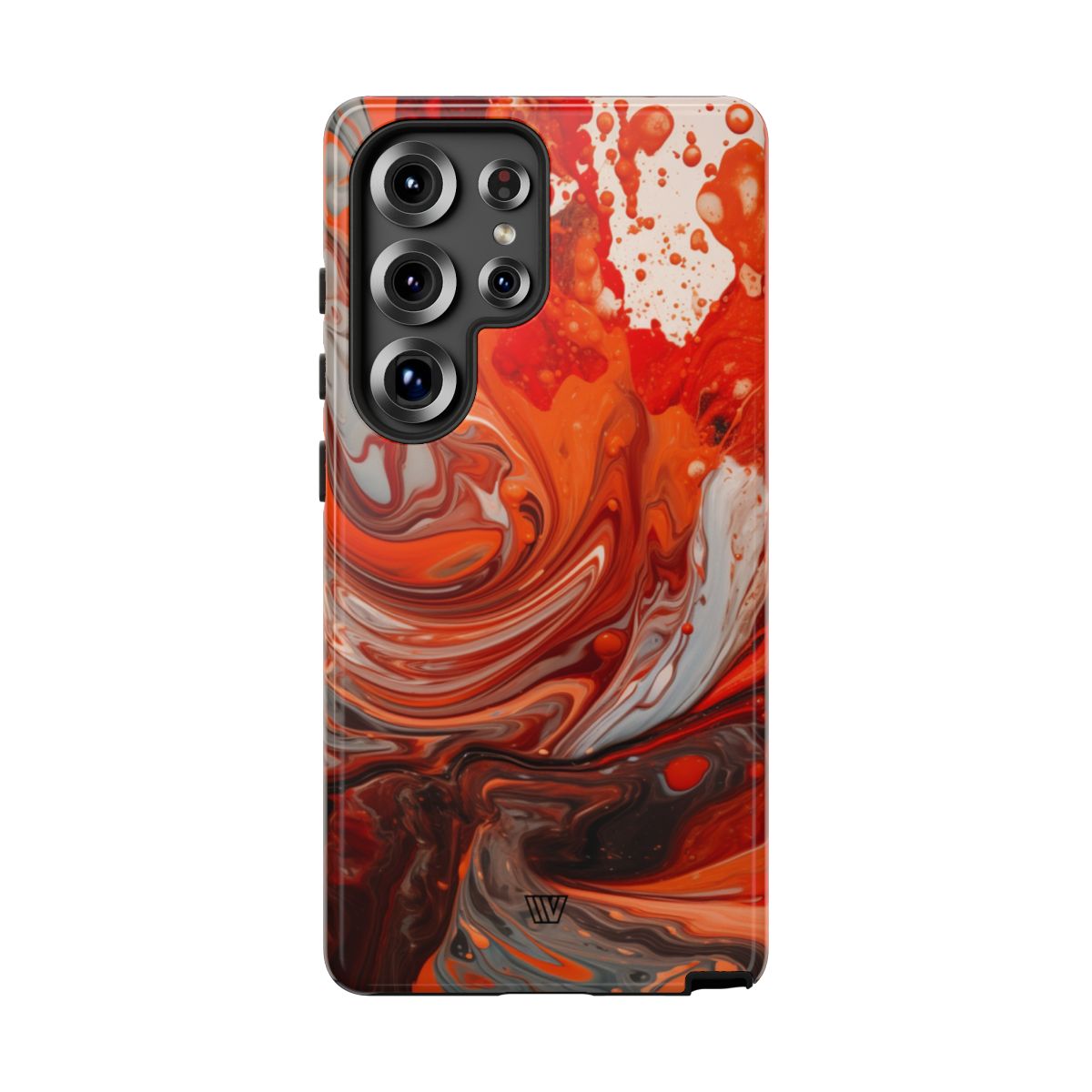 White Fire Paint Swirl Tough Phone Case – Samsung Galaxy S25 Ultra, Glossy