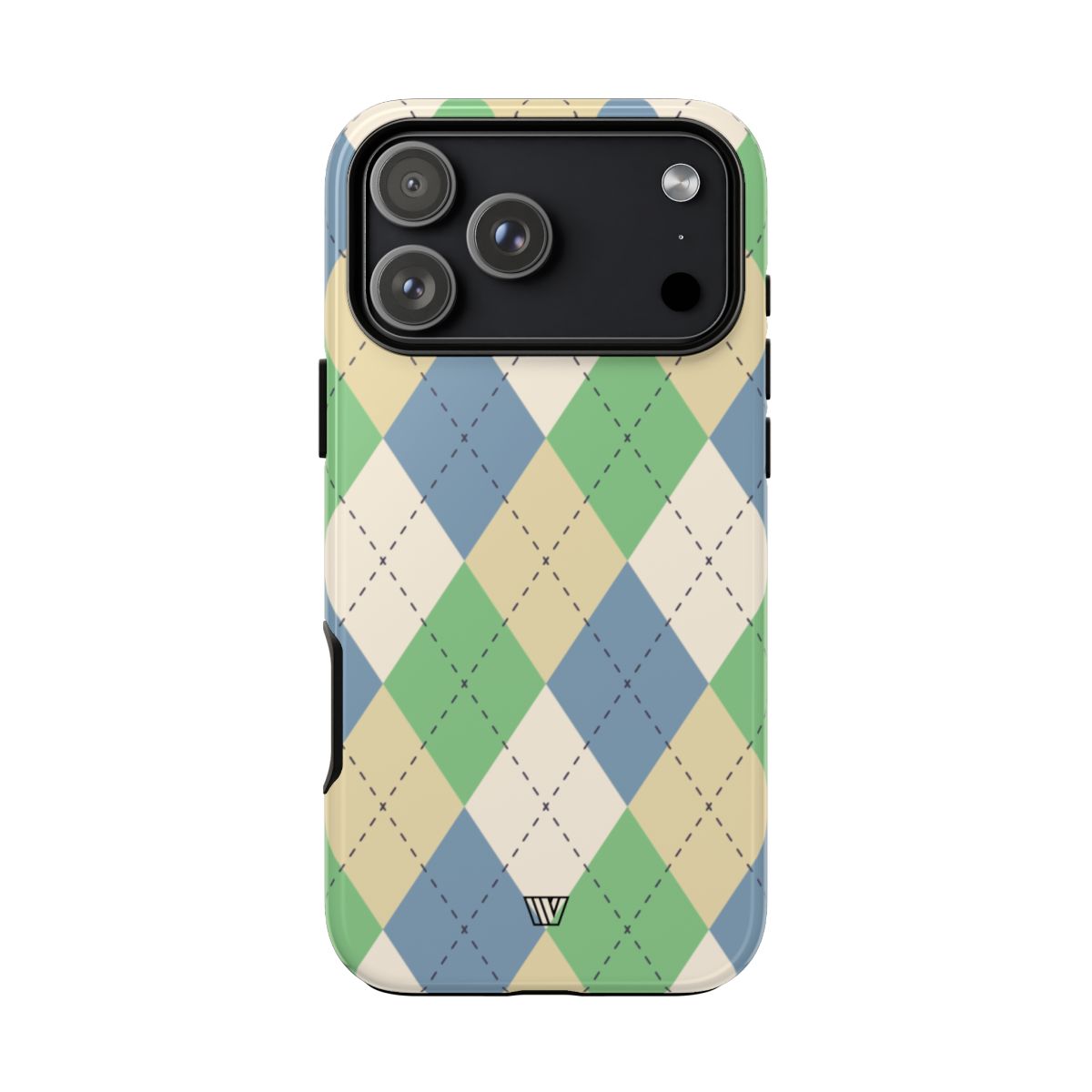 Green Blue Beige Argyle Tough Phone Case – iPhone 18 Pro Max, Glossy