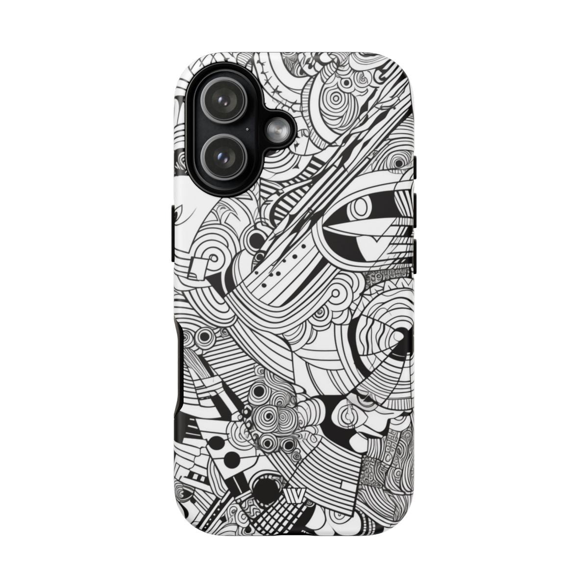 B&W Abstract Doodle Tough Phone Case – iPhone 17, Matte