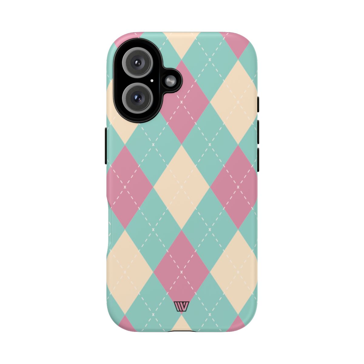 Blue Pink Beige Argyle Tough Phone Case – iPhone 16, Matte