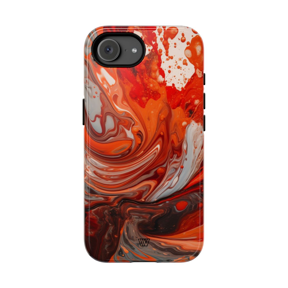 White Fire Paint Swirl Tough Phone Case – iPhone 16e, Glossy