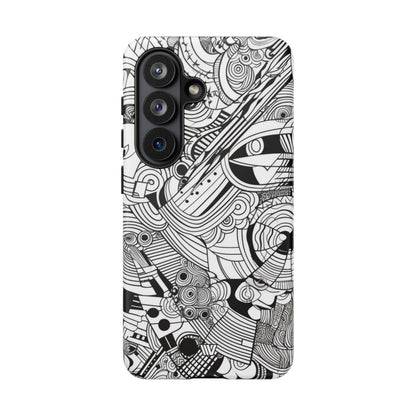 B&W Abstract Doodle Tough Phone Case – Samsung Galaxy S26, Matte
