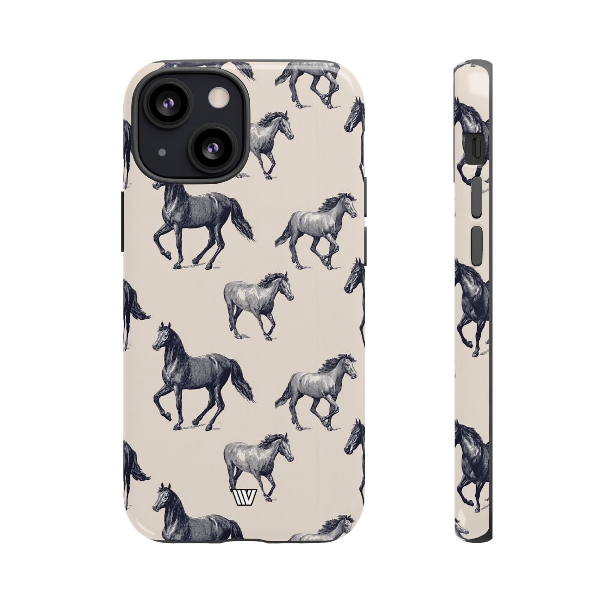 Horse Sketches Tough Phone Case – iPhone 13 Mini, Glossy