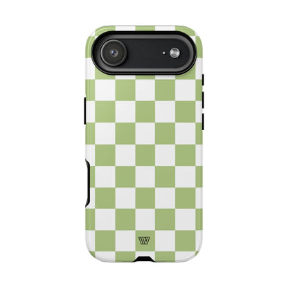 PALE OLIVE WHITE CHECKERBOARD | Tough Phone Case