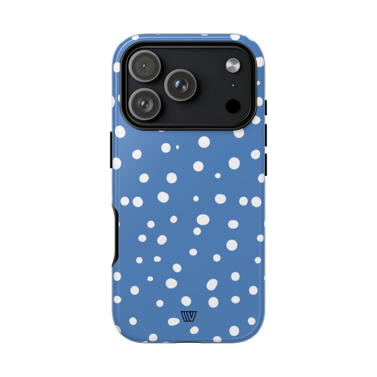 Dusty Blue Dots Tough Phone Case – iPhone 17 Pro, Glossy