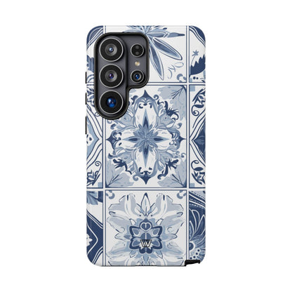 Blue White Tile Tough Phone Case – Samsung Galaxy S26 Ultra, Glossy