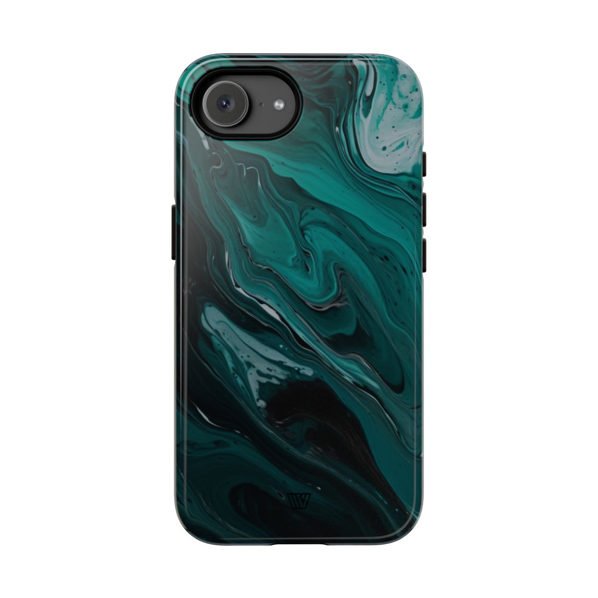 Teal Paint Swirl Tough Phone Case – iPhone 16e, Glossy