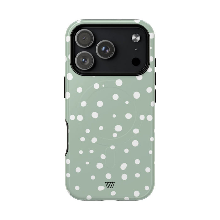 Pastel Green Dots MagSafe Tough iPhone Case – iPhone 18 Pro, Glossy