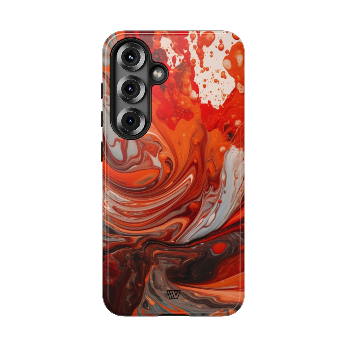 White Fire Paint Swirl Tough Phone Case – Samsung Galaxy S25, Glossy