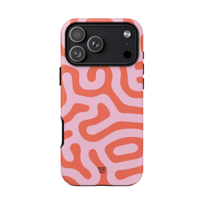 Coral Organic Lines Tough Phone Case – iPhone 17 Pro Max, Matte