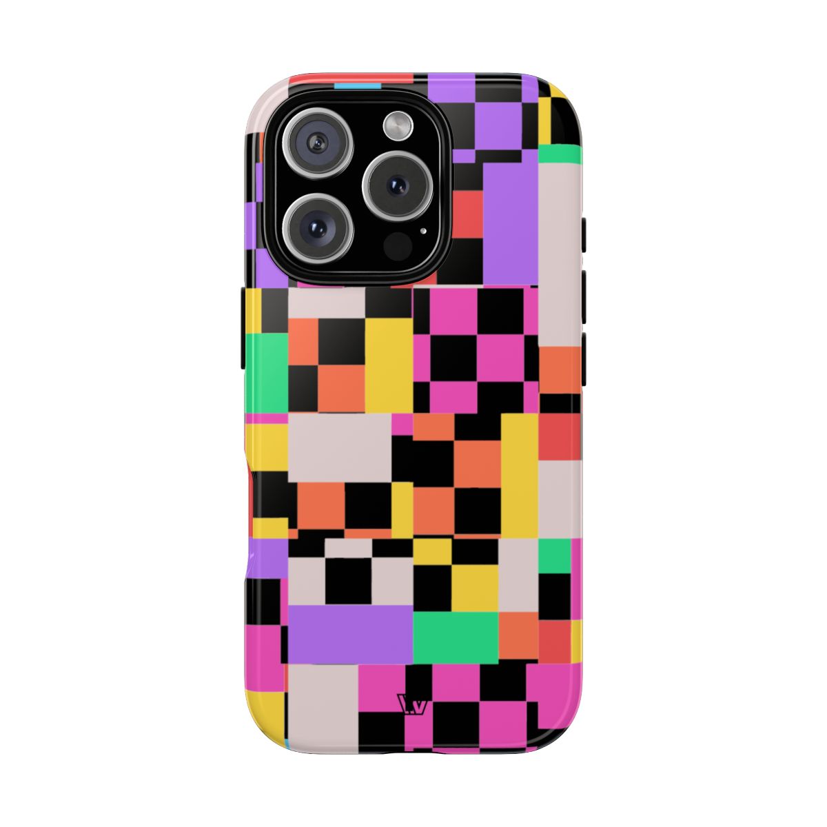 Mashed Up Checkerboard Tough Phone Case – iPhone 16 Pro, Glossy