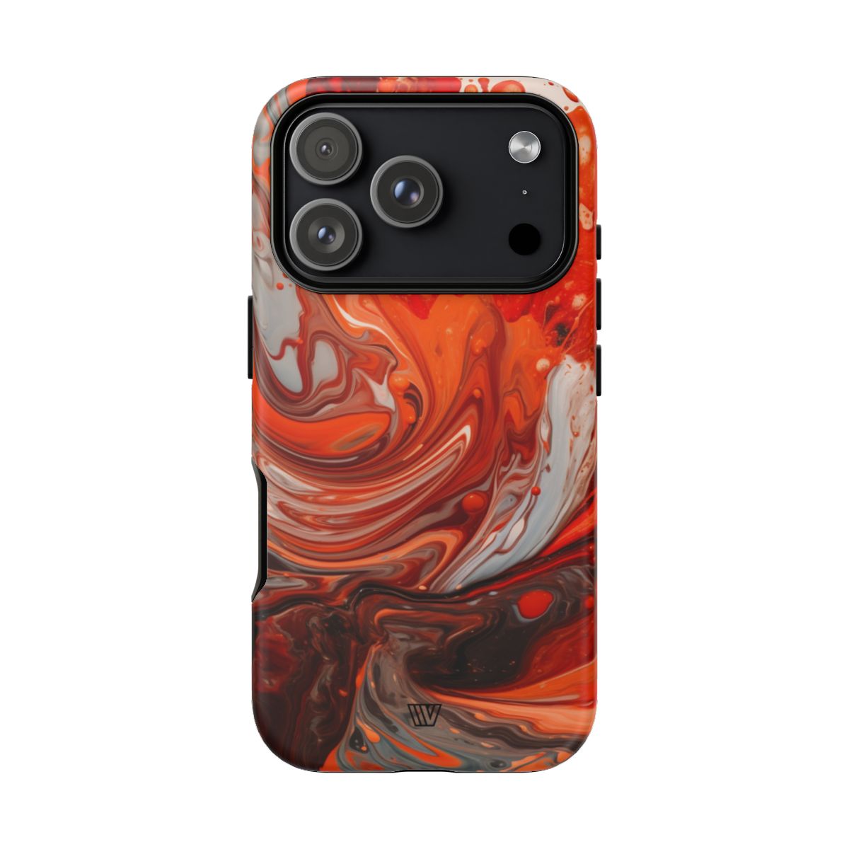White Fire Paint Swirl Tough Phone Case – iPhone 17 Pro, Matte