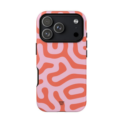 Coral Organic Lines Tough Phone Case – iPhone 18 Pro, Matte