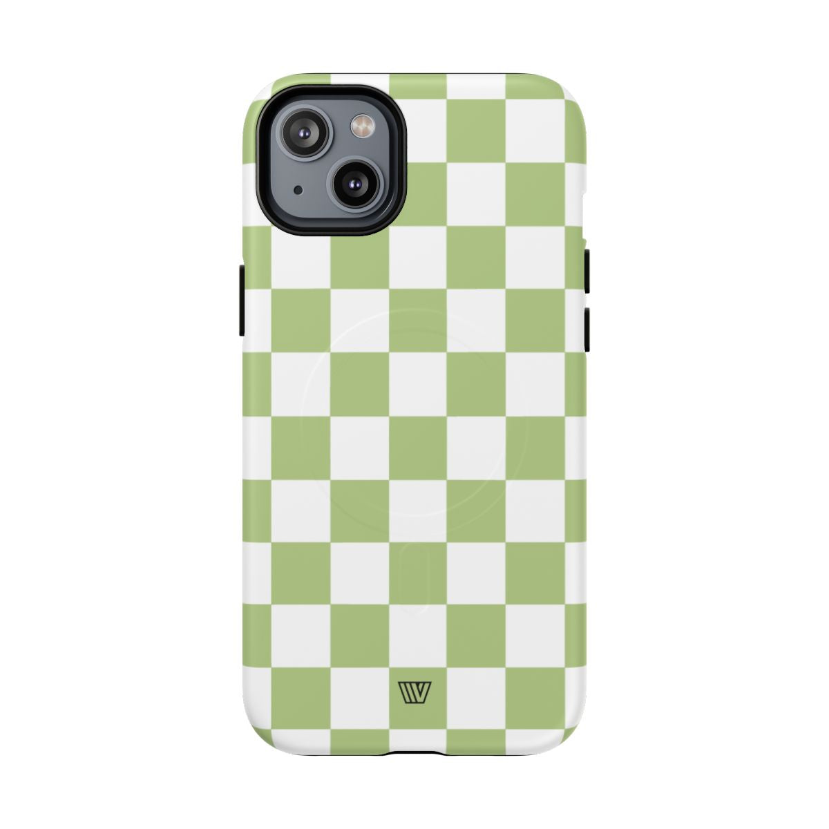 PALE OLIVE WHITE CHECKERBOARD | MagSafe Tough iPhone Case