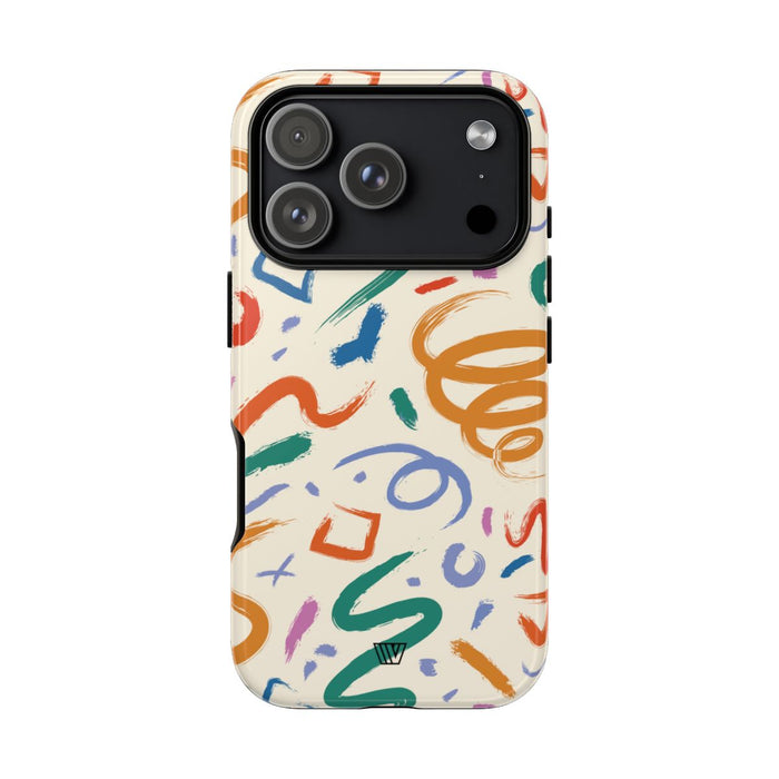 Doodle Brush Strokes Tough Phone Case – iPhone 18 Pro, Glossy