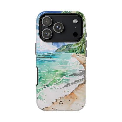 Watercolor Beach Tough Phone Case – iPhone 17 Pro, Glossy