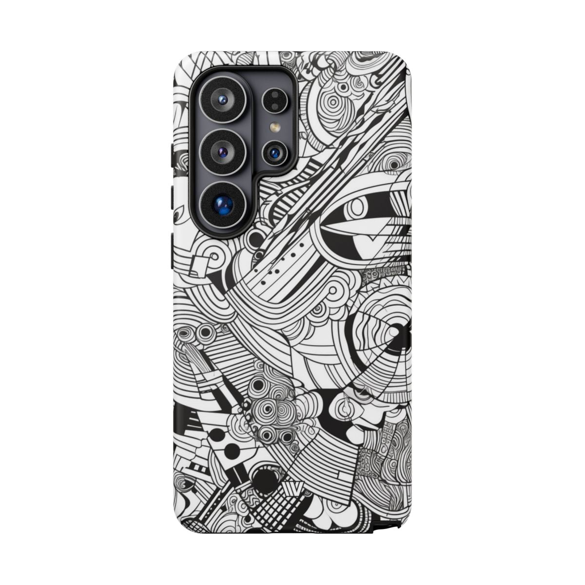 B&W Abstract Doodle Tough Phone Case – Samsung Galaxy S26 Ultra, Matte